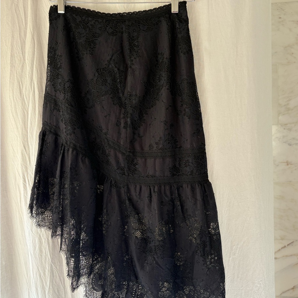 Alice + Olivia Black Asymmetrical Maxi Skirt